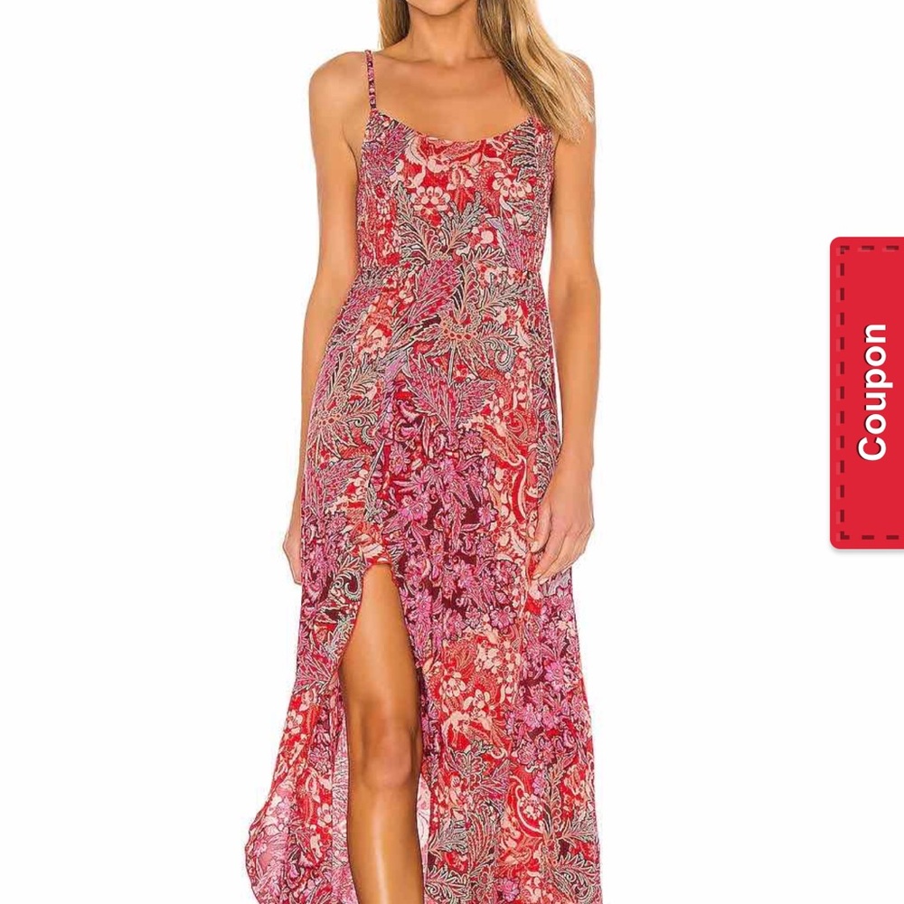 Free People Intimately forever yours smocked slip dress in red floral - Picture 4 of 10